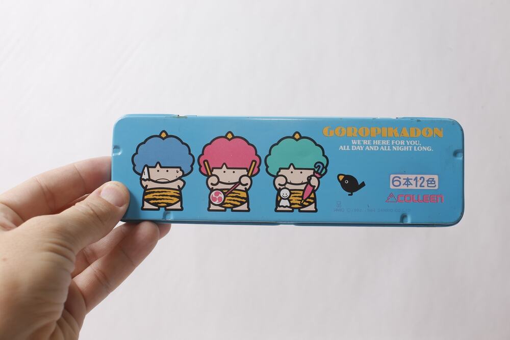 1984 Sanrio Colleen Goropikadon Blue Tin Pencil Case ~ 260826-WH 1252